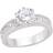 Jewelco London Halo Solitaire Engagement Ring - Silver/Transparent