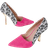 Shein Ladies' High Heels, Solid Pink/leopard Print Stiletto Single Shoes