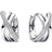 Pandora Crossover Pavé Hoop Earrings - Silver/Transparent