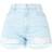 PrettyLittleThing Shape Ripped Denim Shorts - Bleach Wash