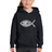 LA Pop Art Kid's Word Art John 3:16 Fish Symbol Hooded Sweatshirt - Black