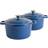 Argon Tableware Cast Iron Shallow Enameled Midnight Blue Cookware Set with lid 2 Parts
