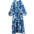 H&M Tie-Belt Crepe Dress - Blue/Floral