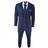 Paul Andrew Men's 3 Piece Birdseye Tweed Classic Suit - Navy Blue