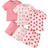 Shein 6pcs/pack Baby Girls' Casual & Comfortable Strawberry & Flower Printed Short Sleeve T-shirt And Shorts Set For Daily Wear And Home