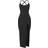 PrettyLittleThing Soft Rib Cut Out Tie Back Midaxi Dress - Black