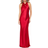 Betsy & Adam Shannon Halter Necktie Floor Length Dress - Red