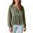 Lucky Brand Beaded Embroidered Pintuck Peplum Top - Balsam Green