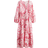 H&M Tie Belt Crepe Dress - White/Pink Floral