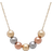 Italian Gold Tri-Tone Beaded Necklace - Gold/Silver/Rose Gold