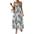 Shein Frenchy Women's Printed Spaghetti Strap Maxi Dress With Shirred And Wrap Detail