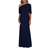 Betsy & Adam Madeline Long Scuba Crepe Off the Shoulder Drop Dress - Navy