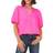 Vince Camuto V Neck Puff Sleeve Blouse - Hot Pink