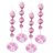 Unique Party Swirls Baby Shower Hanging Decorations Pink 4-pack