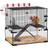 Pawhut Dwarf Hamster Cage with Deep Glass Bottom Tunnels Non-Slip Ramps 60x40x57cm