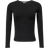 Adanola Ribbed Long Sleeve Stretch Woven Top - Black