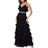 Coast Tiered Cami Chiffon Gown with Belt - Black