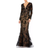 Mac Duggal Embellished Long Sleeve Plunge Neck Trumpet Gown - Black Nude