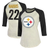 Majestic Threads Najee Harris Pittsburgh Steelers Women's Cream Player Name & Number Tri-Blend Three-Quarter Sleeve T-Shirt