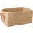 Rice Raffia Rectangular Storage Basket with Leather Handles