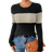 Shein PETITE women's elegant color block long sleeve t-shirt