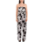 Michael Kors Palm Print Satin Tie Back Jumpsuit - Black/White