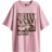 H&M Oversized Printed T-shirt - Pink/Nirvana