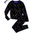 Shein Tween Girl Neon Cat Print Long Sleeve & Pants Comfy Sleepwear Set, 2pcs