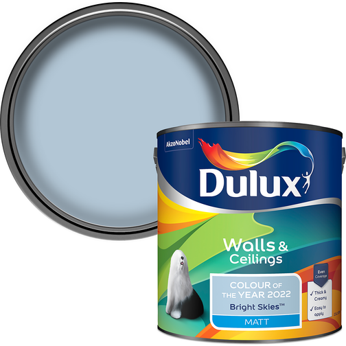 Dulux Walls & Ceilings Matt Emulsion Paint Bright Skies Ceiling Paint ...