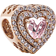 Pandora Sparkling Levelled Heart Charm - Rose Gold/Pink