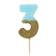 Talking Tables Blue Number 3 Birthday Candle with Gold Glitter Cake Decoration