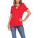 White Mark Keyhole Neck Cutout Short Sleeve Top - Red