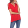 White Mark Keyhole Neck Cutout Short Sleeve Top - Red