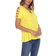 White Mark Keyhole Neck Cutout Short Sleeve Top - Yellow