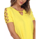 White Mark Keyhole Neck Cutout Short Sleeve Top - Yellow