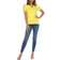 White Mark Keyhole Neck Cutout Short Sleeve Top - Yellow