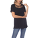 White Mark Crisscross Cutout Short Sleeve Top - Black