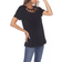 White Mark Crisscross Cutout Short Sleeve Top - Black