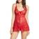 OH LÀ LÀ CHÉRI Valentine Soft Cup Babydoll Chemise & G-String Thong - Red