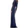 Mac Duggal Long Sleeve Sequin Faux Wrap Gown - Midnight