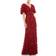 Mac Duggal Floral Applique Flutter Sleeve Gown - Burgundy