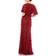 Mac Duggal Floral Applique Flutter Sleeve Gown - Burgundy