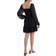 1.State Smock Bodice Ruffle Hem Long Sleeve Minidress - Rich Black