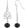 1928 Jewelry Filigree Bead Drop Earrings - Silver/Black