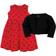 Hudson Baby Quilted Cardigan and Dress Set - Red Black Bows (10119332)