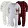 The Peanutshell Baby Boys and Girls Sleepers Set 3 Pack - Red Black