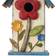 GlitzHome Distressed Solid Wood Birdhouse with 3D Flowers 10.25"