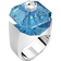 Swarovski Numina Square Cut Ring - Silver/Blue/Transparent