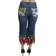 Dolce & Gabbana Women's Feathers Low Waist Cropped Cotton Jeans - Blue