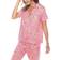 White Mark Short Sleeve Pants Tropical 2-Piece Pajama Set - Pink/Orange